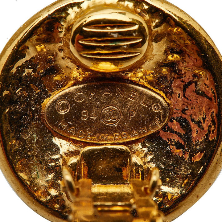 Top Quality Chanel Vintage Coco Mark Round Earrings Gold Plated Women's