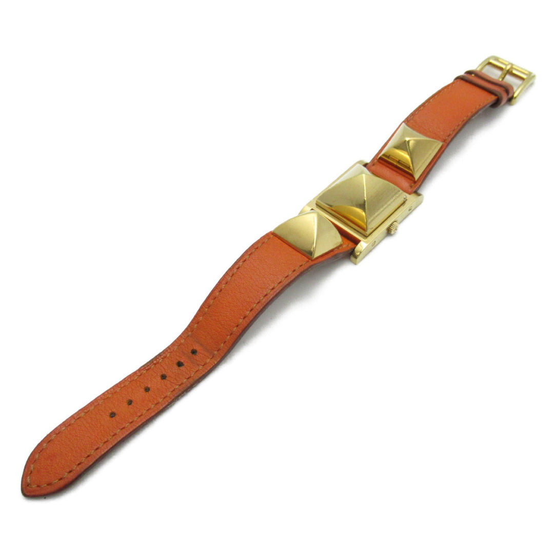 Top quality Hermes Medor Wrist Watch watch Wrist Watch ME1.201 Quartz White Gold Plated Leather belt