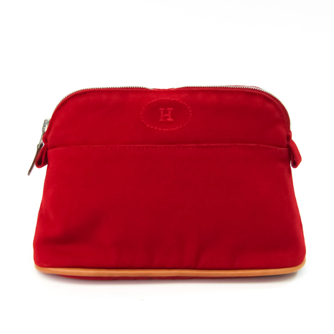 Premium Handmade Hermes Bolide Women's Cotton,Leather Pouch Red Color