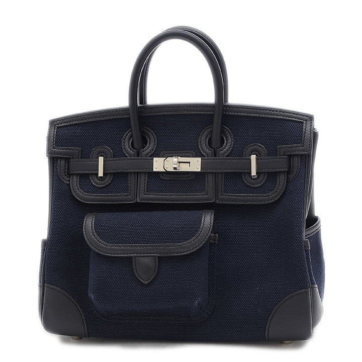 Top quality Hermes Birkin 25 Cargo Handbag Wargo Elan/Swift Blue Marine Silver Hardware Z Engraved