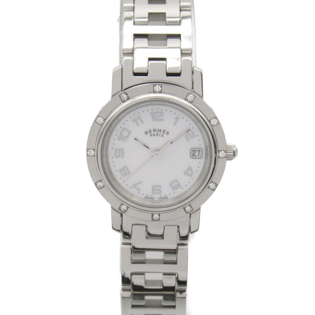 Premium Handmade Hermes Clipper Nacre Diamond Wrist Watch Wrist Watch CL4.230 Quartz White White shell Stainless Steel diamond