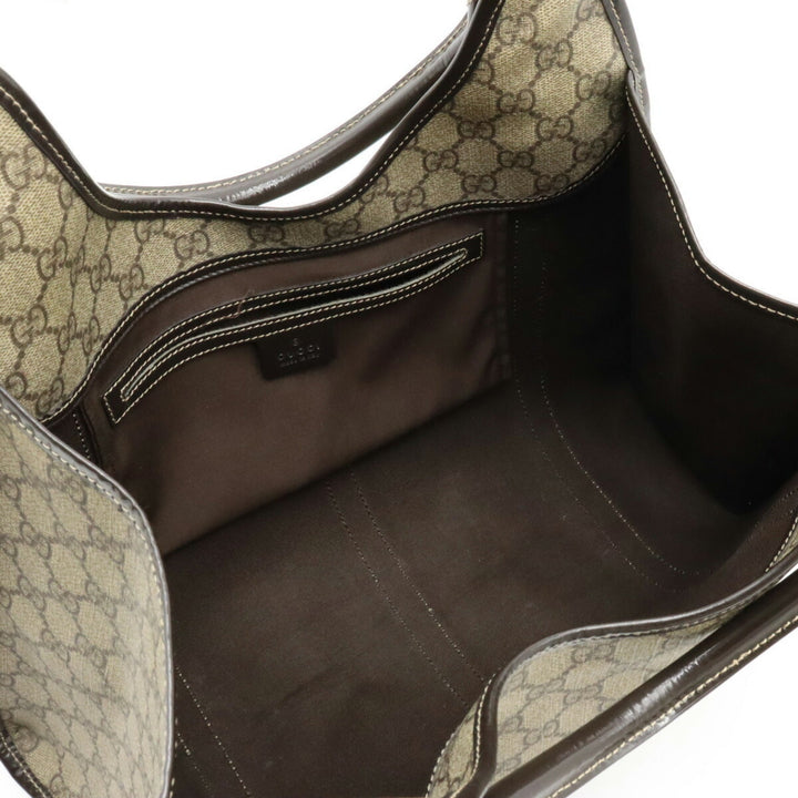 GUCCI Jackie GG Plus Supreme Shoulder Bag PVC Leather Khaki Beige Dark Brown 203494