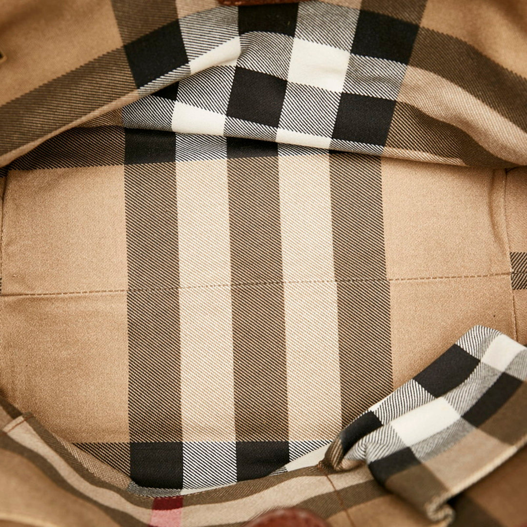 Burberry mega check handbag beige brown canvas leather ladies BURBERRY