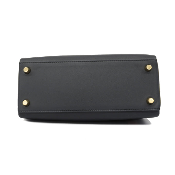Premium Handmade Hermes 2way Bag Kelly 25 Colormatic U Engraved Swift Blue/Black/Chai/Etoupe/Gold Gold metal