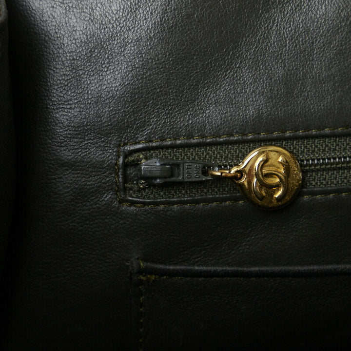 CHANEL matelasse here mark chain shoulder bag tote black gold lambskin ladies