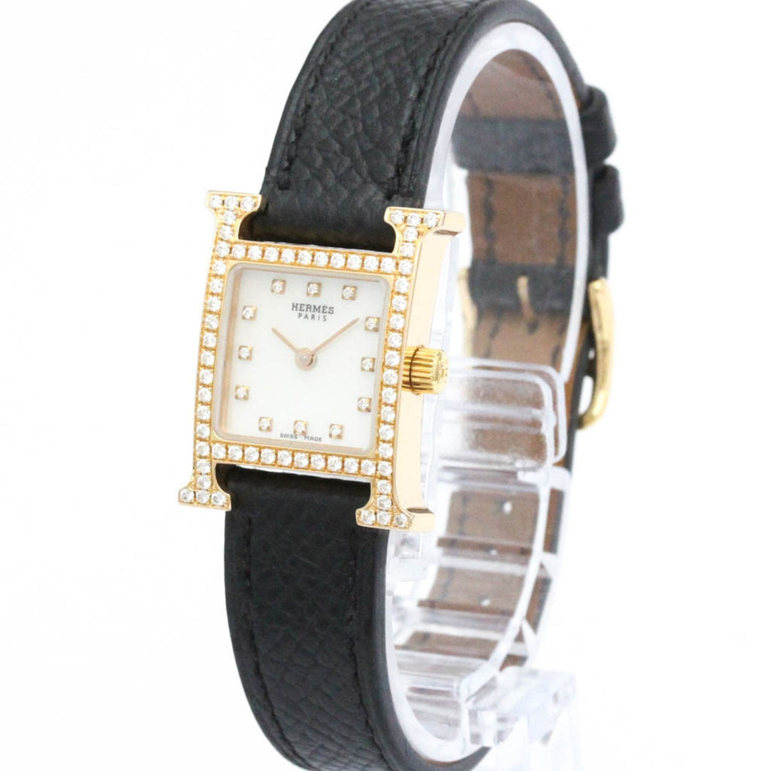 Top quality HermesPolished  H Watch Mini Diamond 18K Pink Gold Ladies Watch HH1.171 BF563408