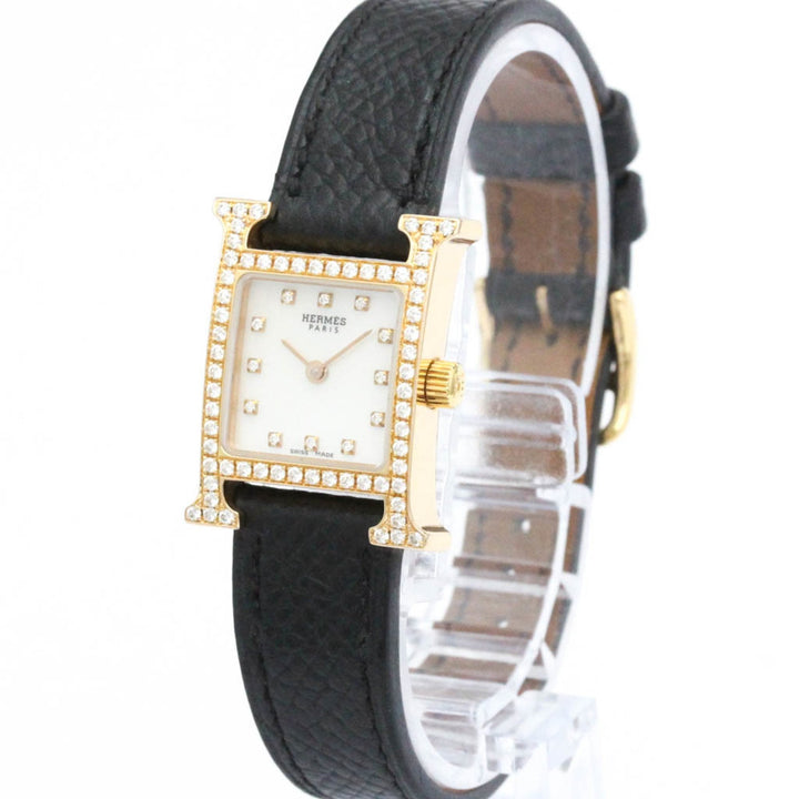 Top quality HermesPolished  H Watch Mini Diamond 18K Pink Gold Ladies Watch HH1.171 BF563408