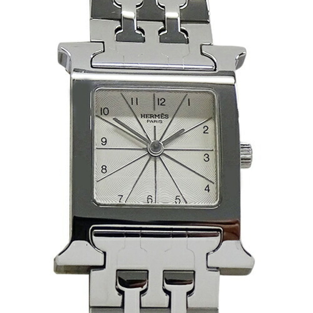 Top quality Hermes Watch Ladies H Quartz Stainless Steel SS HH1.210 Silver Ivory Polished