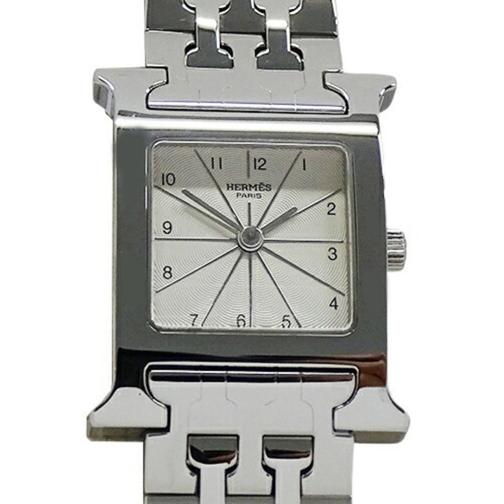 Top quality Hermes Watch Ladies H Quartz Stainless Steel SS HH1.210 Silver Ivory Polished