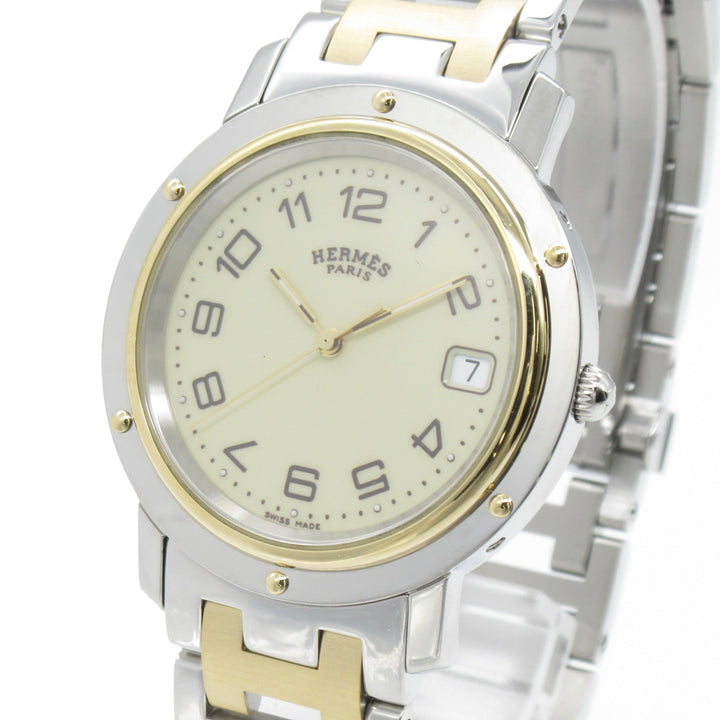 Top quality Hermes Clipper Wrist Watch Watch Wrist Watch CL6.720 Quartz Ivory Gold Plated Stainless Steel