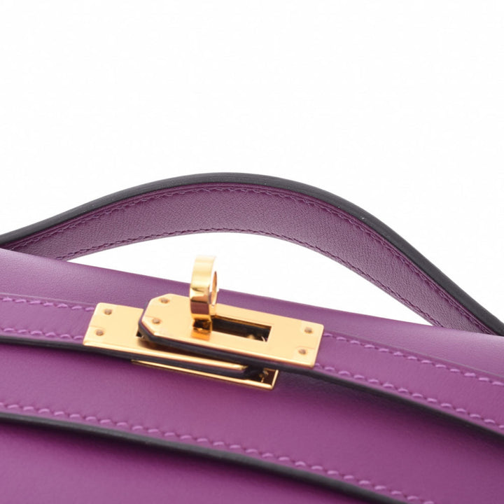 Top quality Hermes Pochette Kelly Anemone Y Engraved (around 2020) Ladies Swift Handbag