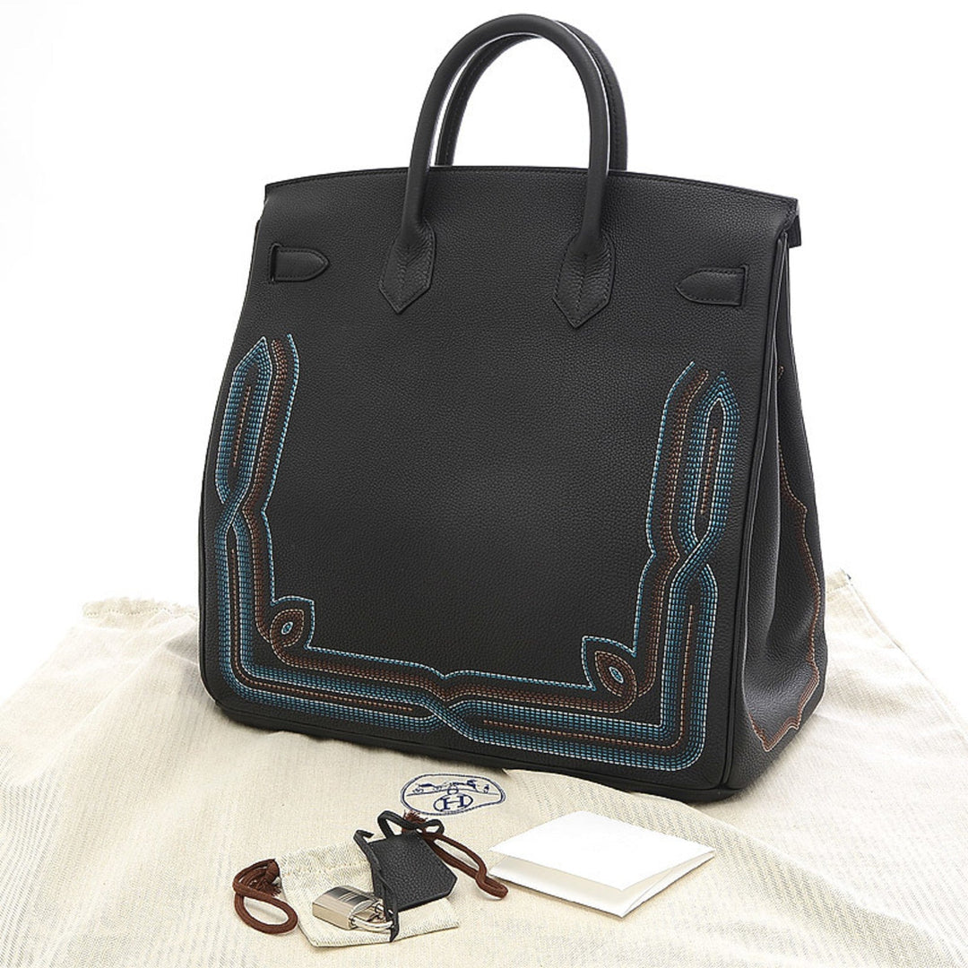 Hermes Haut a courroies 40 Western Togo Black Z stamp Handbag