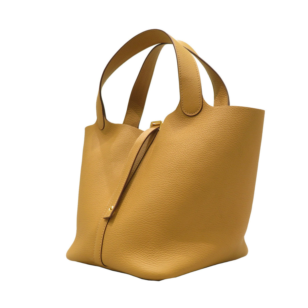 Top quality Hermes Picotan Lock MM Handbag Biscuit G Metal Fittings Taurillon Clemence Z Engraved
