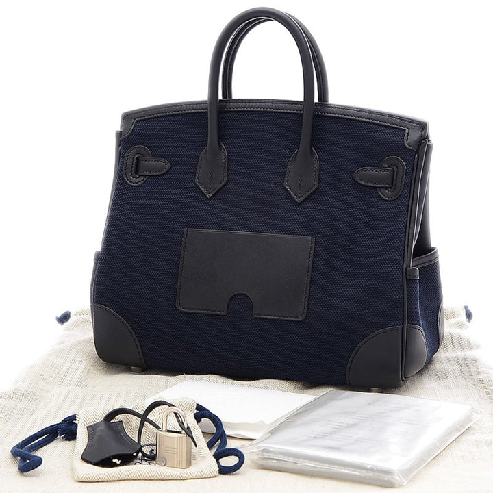 Top quality Hermes Birkin 25 Cargo Handbag Wargo Elan/Swift Blue Marine Silver Hardware Z Engraved