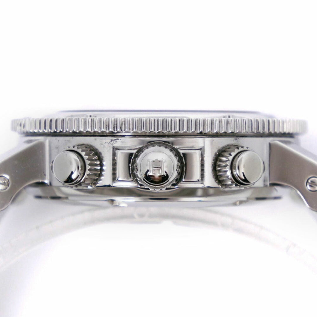 Premium Handmade Hermes Diver's Watch Clipper CL2.310 Stainless Steel Silver Quartz Chronograph Ladies Black Dial