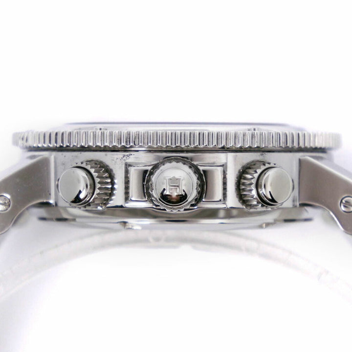 Premium Handmade Hermes Diver's Watch Clipper CL2.310 Stainless Steel Silver Quartz Chronograph Ladies Black Dial
