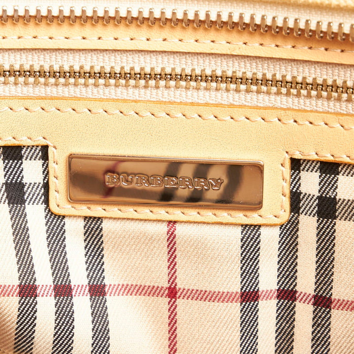 Burberry Nova Check Tote Bag Ivory Beige Canvas Leather Ladies BURBERRY