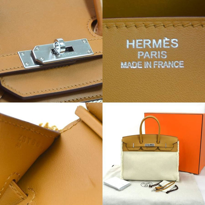 Top quality Hermes Handbag Birkin Frey 35 Sesame Vaux Swift x Twill Ash Top quality Hermes Ladies