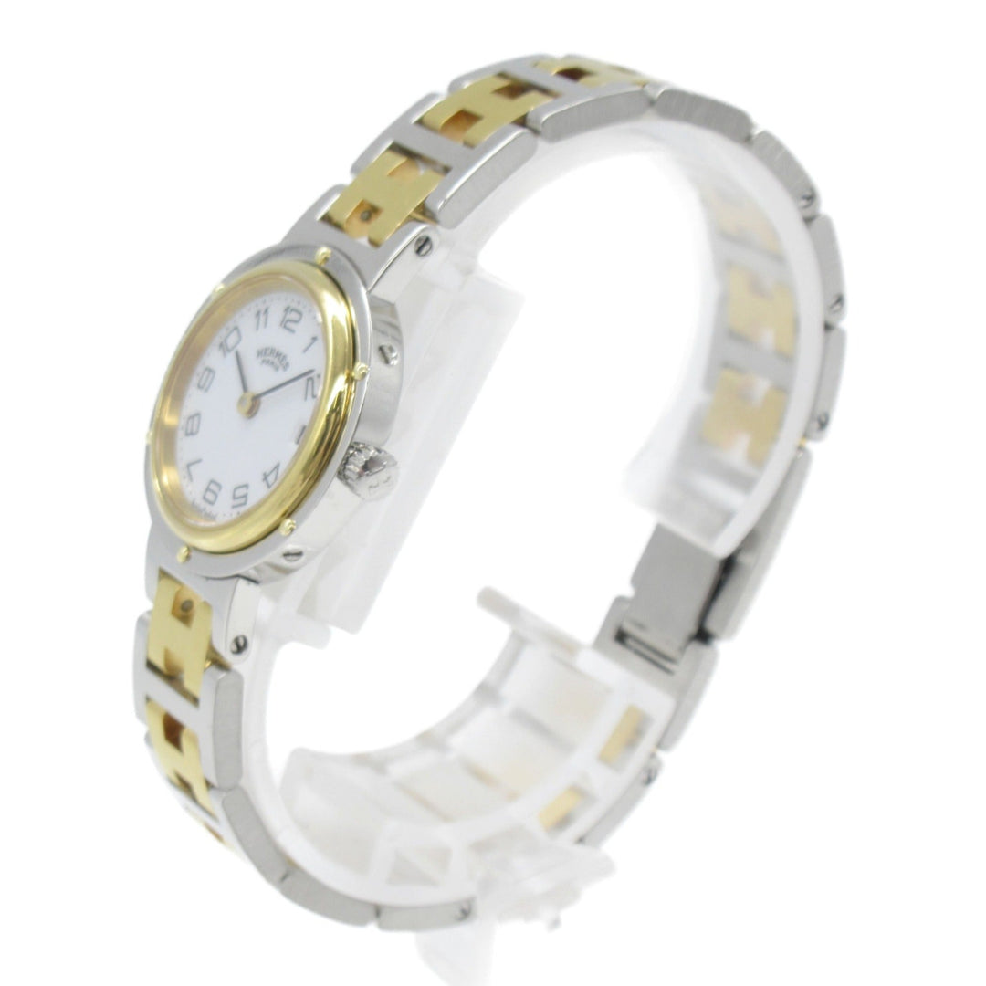 Top quality Hermes Clipper Wrist Watch Watch Wrist Watch CL2.440 Quartz White Gold Plated Stainless Steel