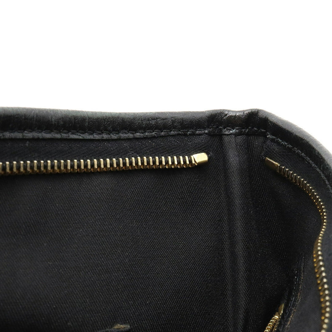 GUCCI GG Canvas Sherry Line Shoulder Bag Leather Black Green 144388
