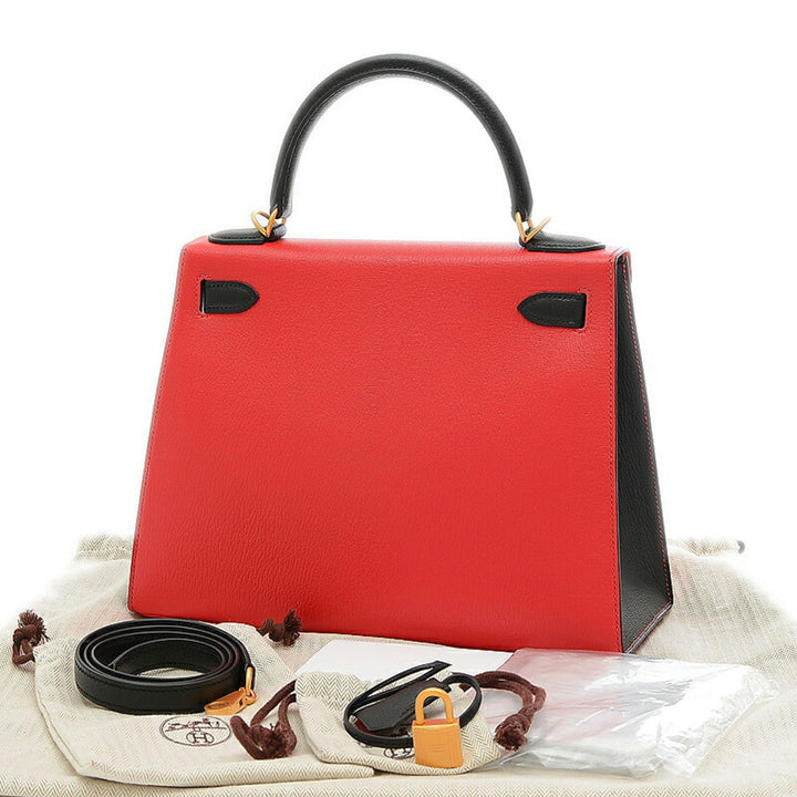 Top quality Hermes Kelly 28 Epsom Leather Handbag Shoulder Bag Black