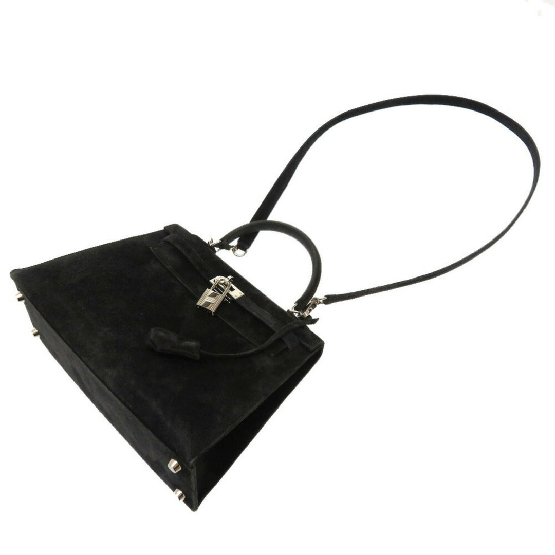 Hermes Kelly 25 Dobris Black  H Engraved Handbag Bag 0034 HERMES