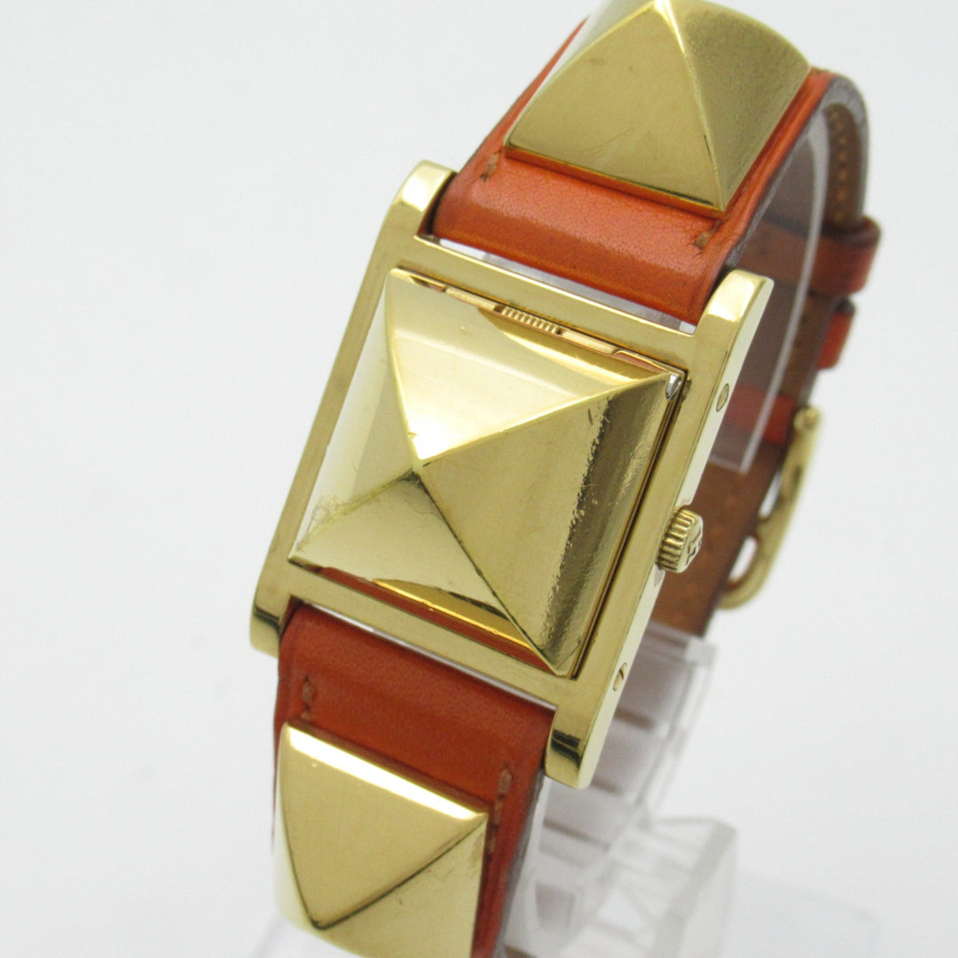 Top quality Hermes Medor Wrist Watch watch Wrist Watch ME1.201 Quartz White Gold Plated Leather belt