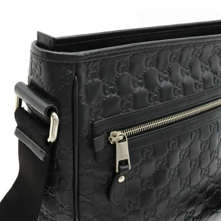 GUCCI sima Shoulder Bag Leather Black 322080