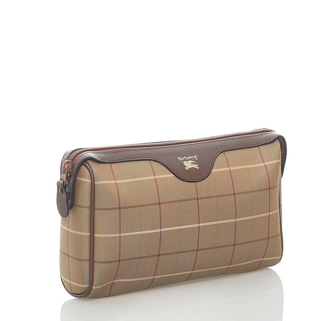 Burberry check second bag khaki brown canvas leather men BURBERRY