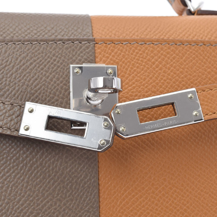 Top quality Hermes Mini Kelly 2 20 Shoulder Etoupe/Sesame Palladium Metal Fittings Z Engraved (around 2021) Women's Vaux Epsom Handbag