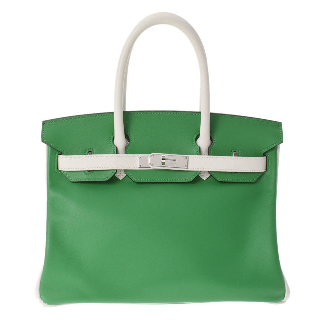Premium Handmade Hermes Birkin 30 SP Ordered Initial Bamboo Palladium Metal Fittings O Engraved (around 2011) Ladies Swift Handbag