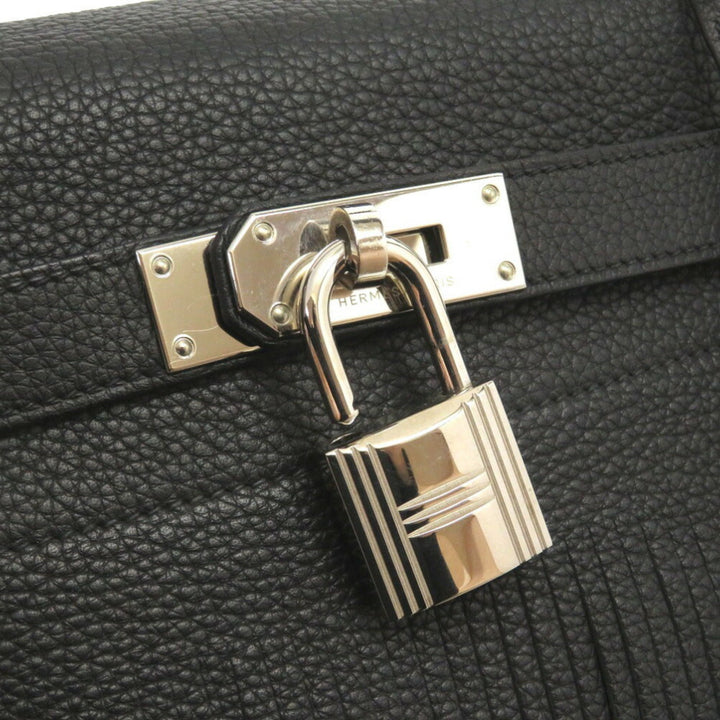 Top quality Hermes Shoulder Kelly Taurillon Clemence Black  M Engraved Handbag 0033 40