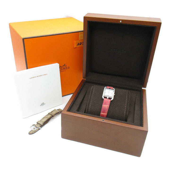 Top quality Hermes Cape Cod 8P diamond Wrist Watch watch Wrist Watch CC1.232 Quartz White White shell Stainless Steel Leather bel
