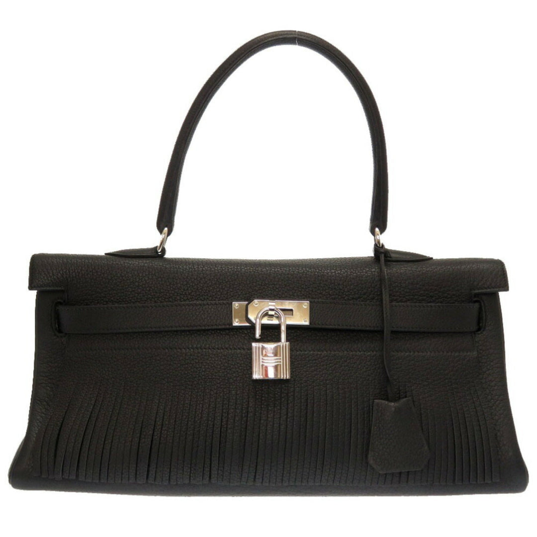 Hermes Shoulder Kelly Taurillon Clemence Black  M Engraved Handbag 0033 40