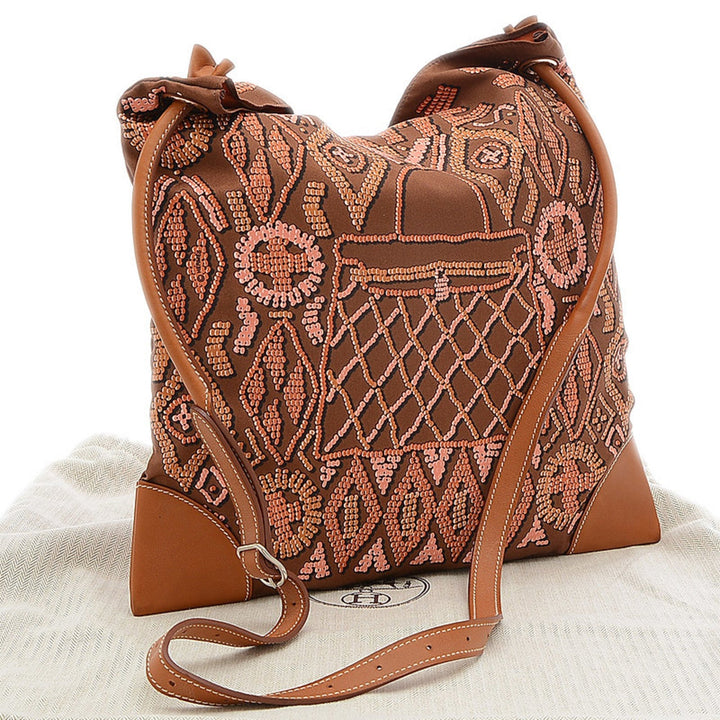 Top quality Hermes Silky City PM Amperle Silk Barenia Brown O Engraved Handbag