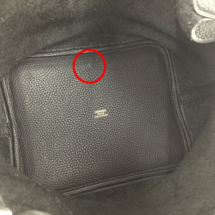 Hermes Handbag Picotin Lock MM C Engraved Made in 2018 Taurillon Clemence Black Women's HERMES