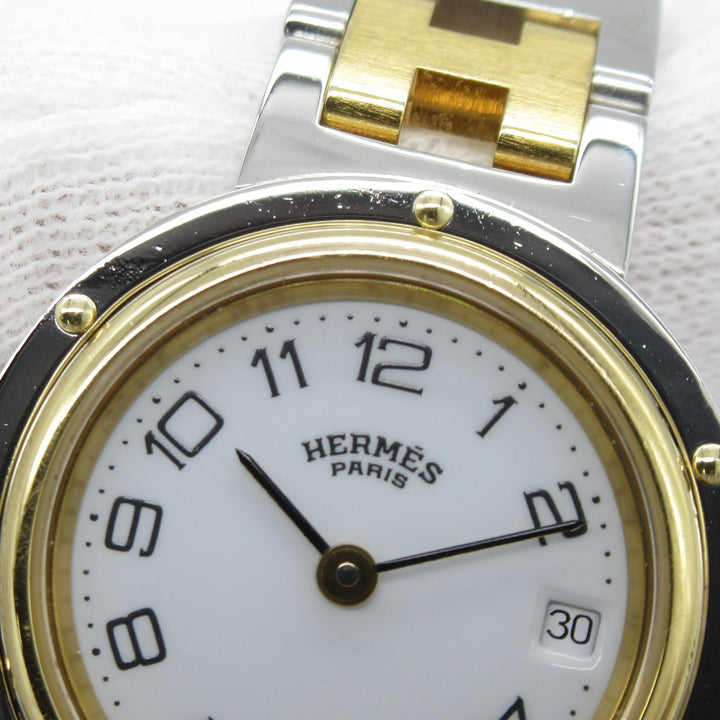 Top quality Hermes Clipper Wrist Watch Watch Wrist Watch CL2.440 Quartz White Gold Plated Stainless Steel