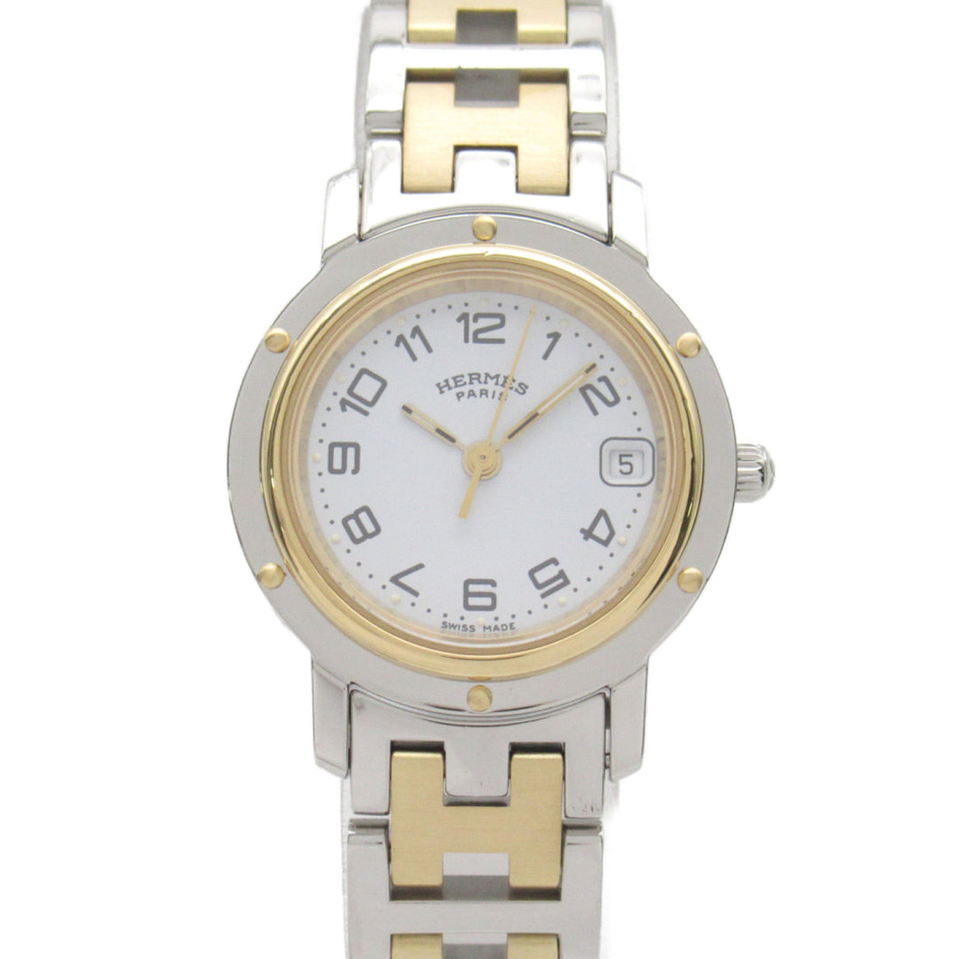 Hermes Clipper Wrist Watch Watch Wrist Watch CL4.220 Quartz White Gold Plated Stainless Steel