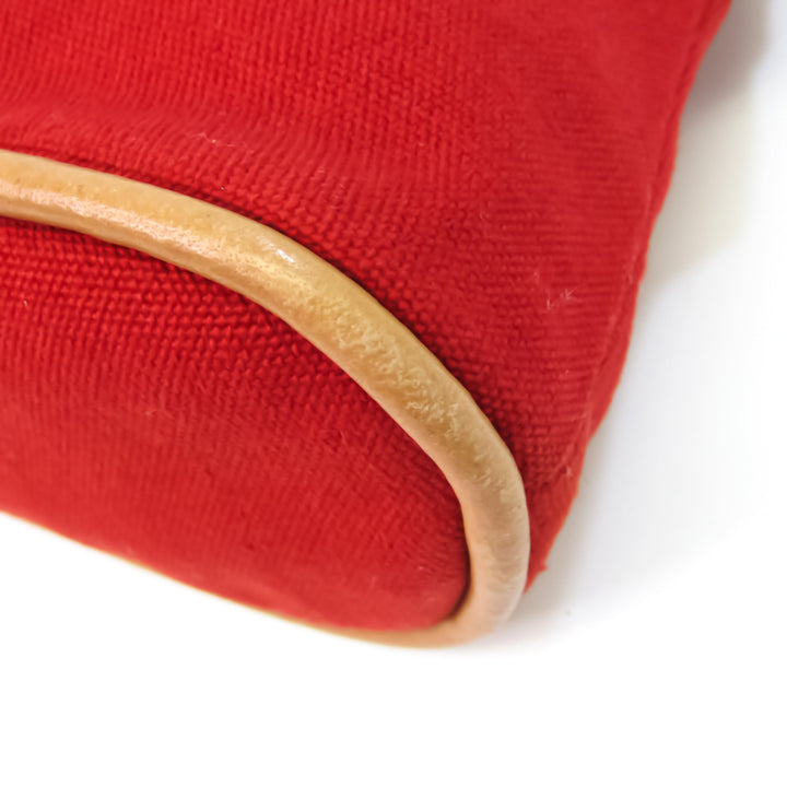 Premium Handmade Hermes Bolide Women's Cotton,Leather Pouch Red Color