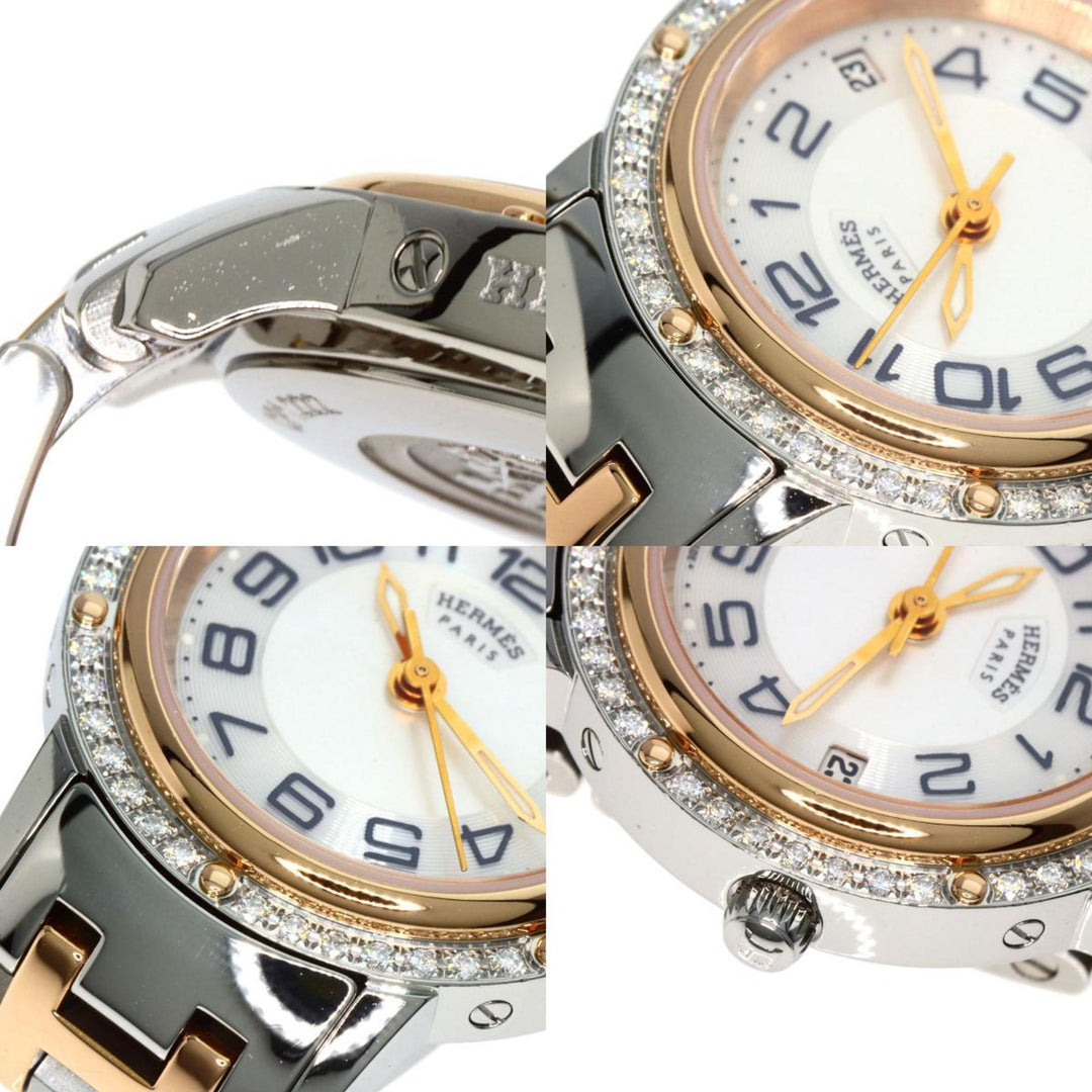 Top quality Hermes CP1.222 Clipper Bezel Diamond Watch Stainless Steel/PGPxSS/Diamond Women's