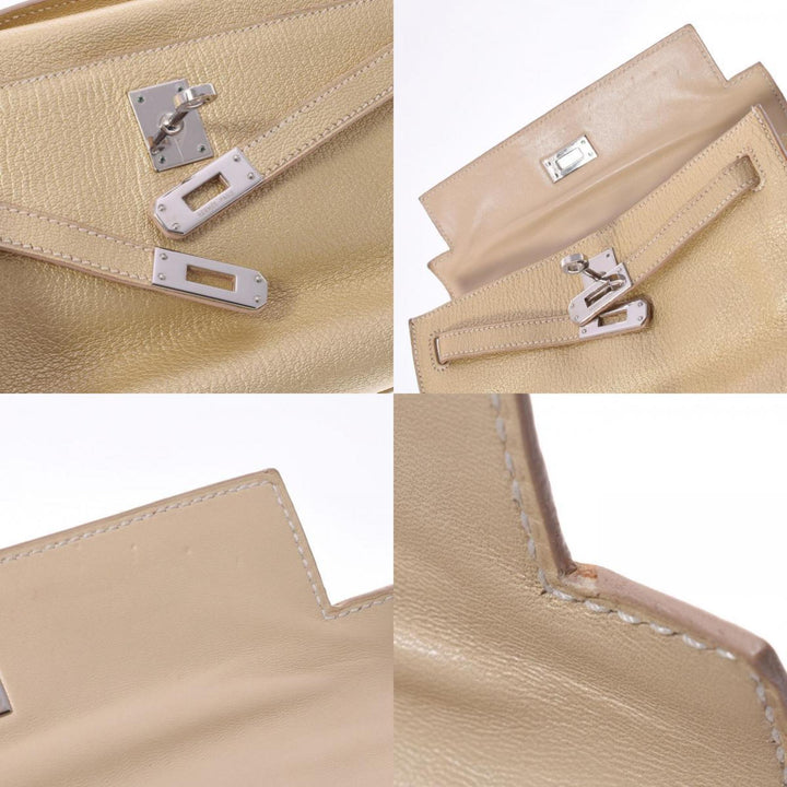 Top quality Hermes Pochette Kelly Metallic Gold  I Engraved (around 2005) Ladies Goat Chevre Handbag