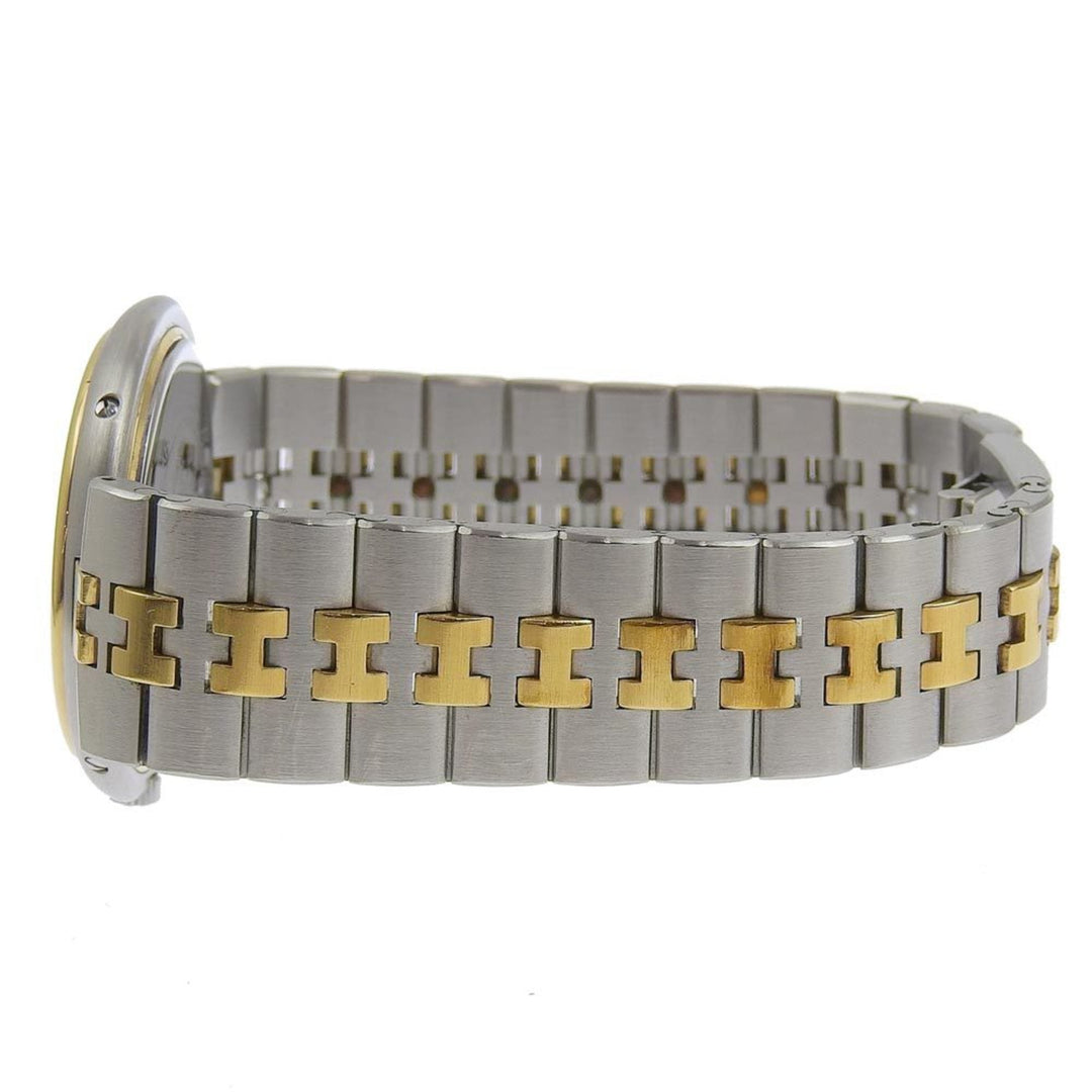 Top quality Hermes Profile Watch Vintage Combi Stainless Steel x Gold Plated Silver Quartz Analog Display Boys White Dial