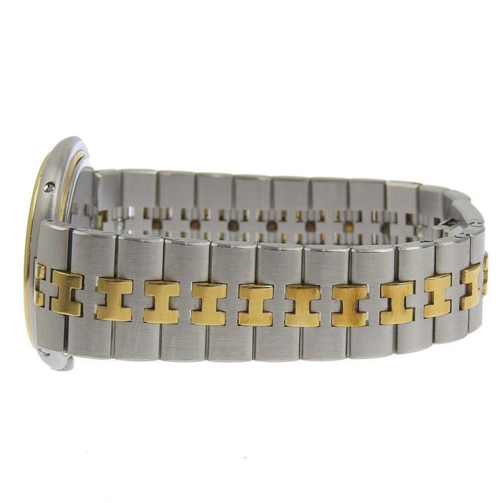 Top quality Hermes Profile Watch Vintage Combi Stainless Steel x Gold Plated Silver Quartz Analog Display Boys White Dial