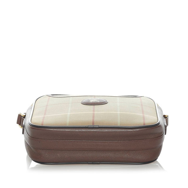 Burberry check shoulder bag khaki brown canvas leather Lady's BURBERRY