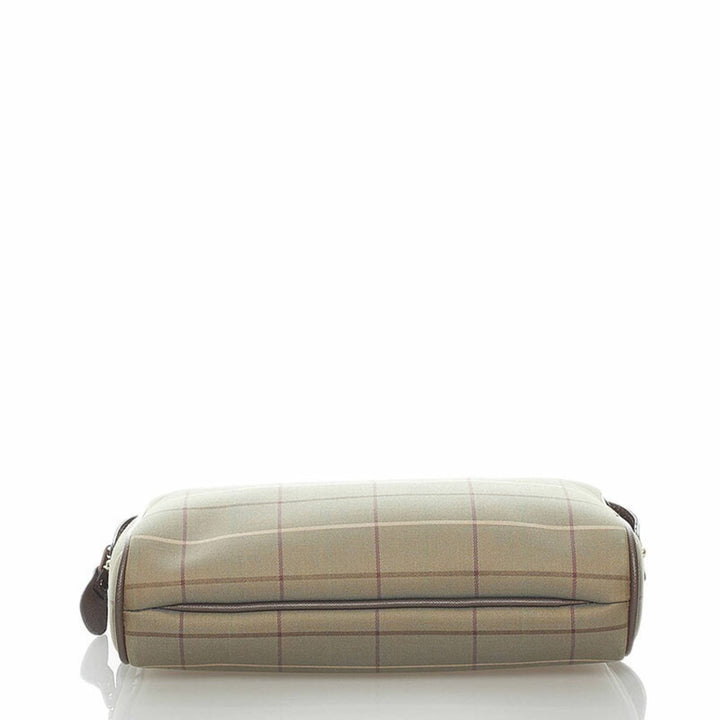 Burberry check second bag khaki brown canvas leather men BURBERRY