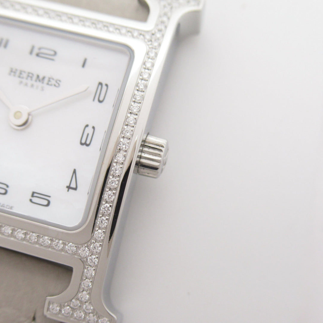 Top quality Hermes H Watch Diamond Bezel Wrist Watch Watch Wrist Watch HH1.235 Quartz White White shell Stainless Steel Leather b