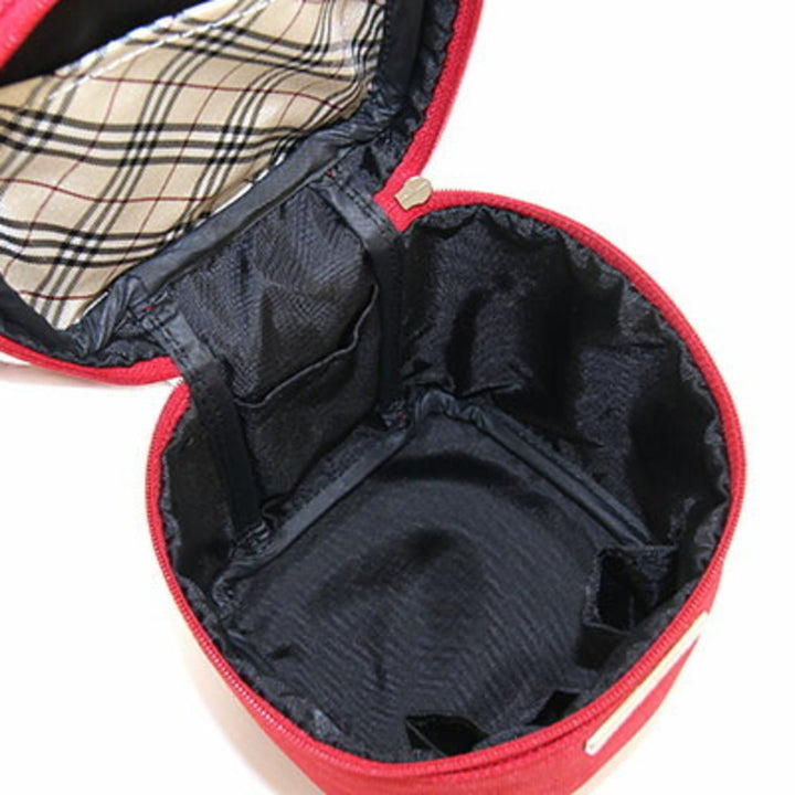 Burberry Vanity Bag Red Canvas Women's Handbag Pouch Embroidery BURBERRY