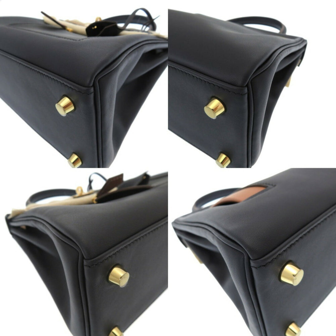 Top quality Hermes Kelly 25 Colormatic Swift Blue/Black/Chai/Etoupe/Gold U Engraved () Handbag