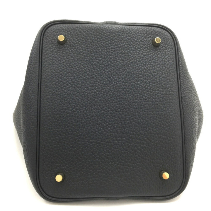 Hermes Handbag Picotin Lock MM C Engraved Made in 2018 Taurillon Clemence Black Women's HERMES