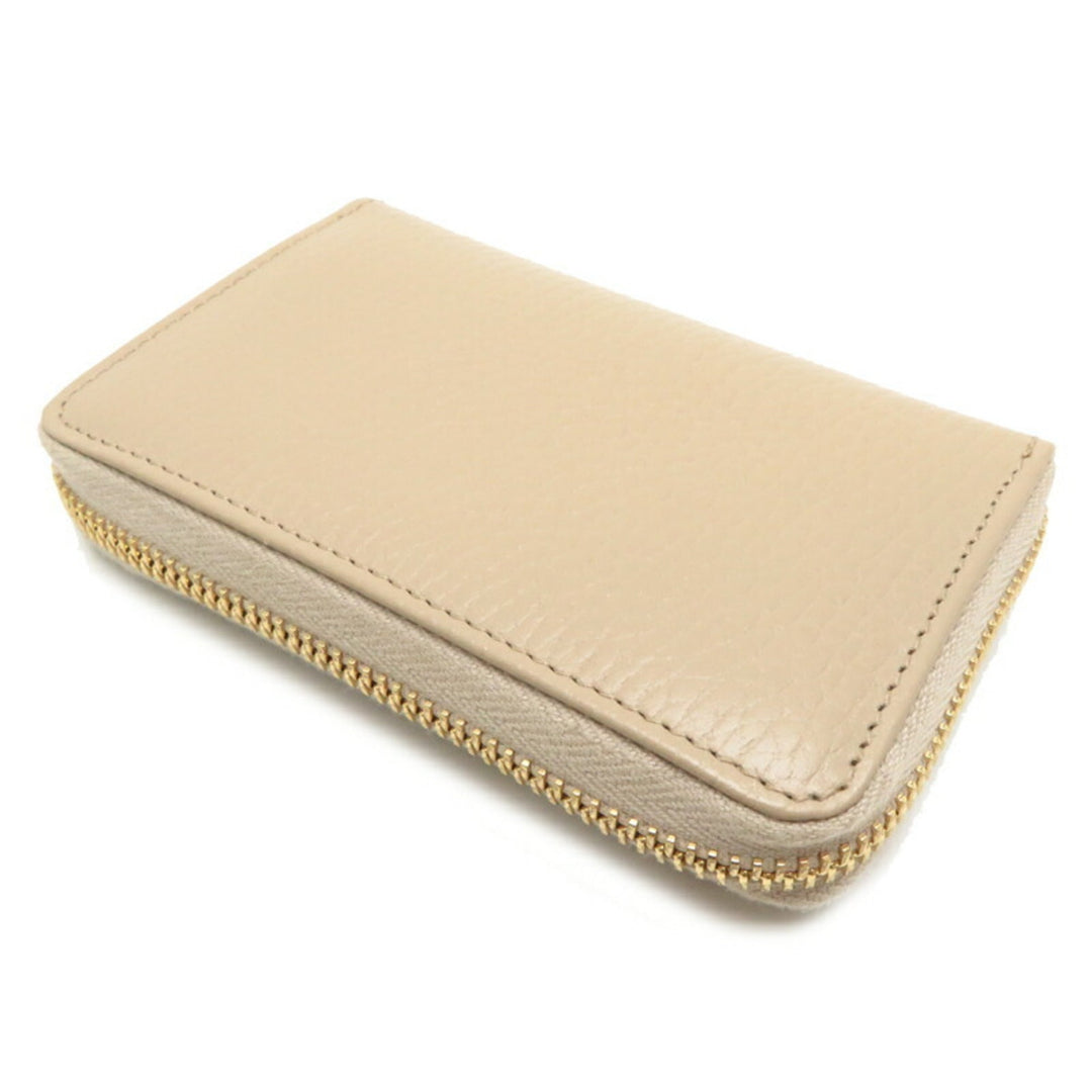 GUCCI Double G Zip Around Women's Coin Case 644412 Leather Beige